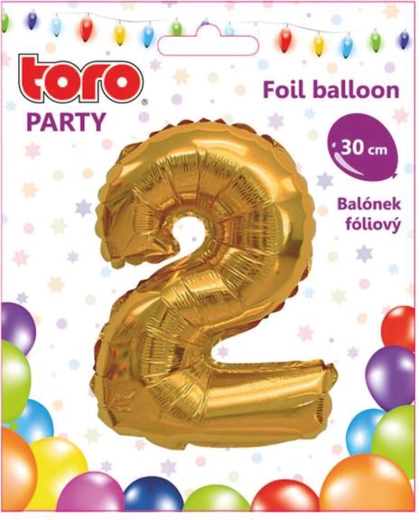 Balon din folie cifră 2, 30 cm, auriu TORO