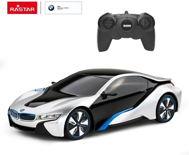 Rastar BMW i8 mașină RC cu telecomandă 1:24 argintie