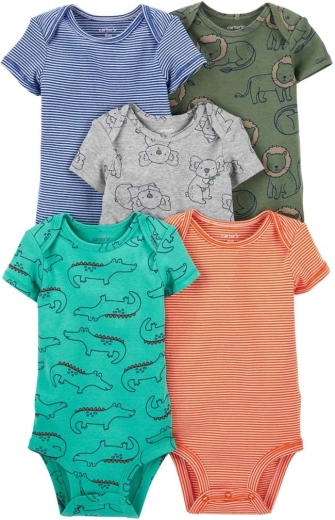 Carter's set de body-uri din bumbac cu mânecă scurtă Safari pentru băiețel, 5 buc., măr. 56