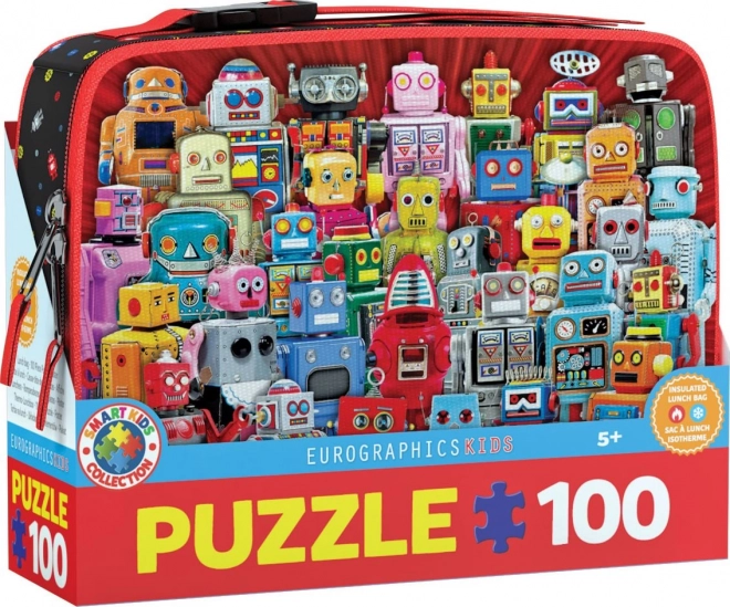 Puzzle în cutie termoizolantă pentru gustare Roboți 100 de piese