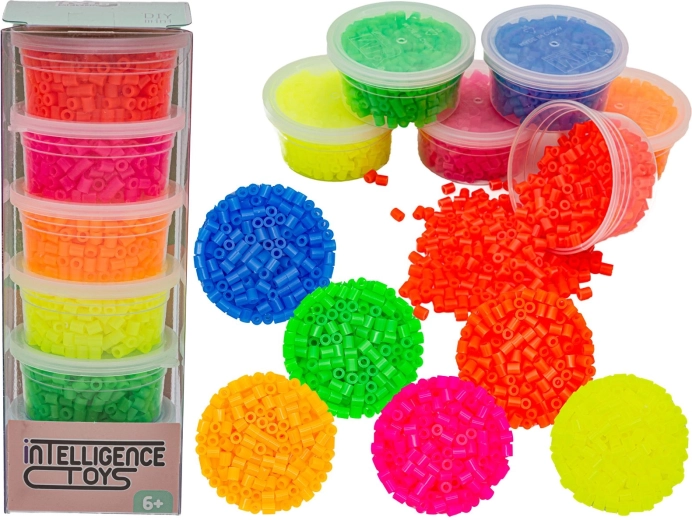 Mărgele fluorescente pentru călcare – set de rezerve 3000 buc., mix 6 culori
