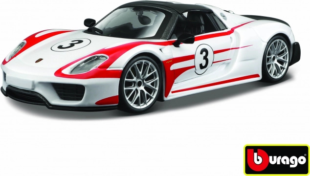 Model auto metalic 1:24 Porsche 918 Weissach – alb