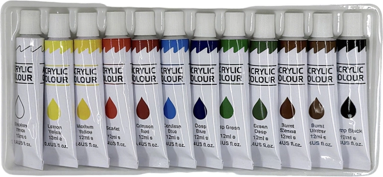 Vopsele acrilice mini - set de 12 culori - 1 bucată