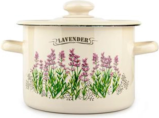 Oală emailată cu capac 2 l Lavandă