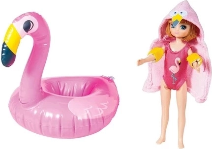 Păpușa Lottie înotătoare cu flamingo