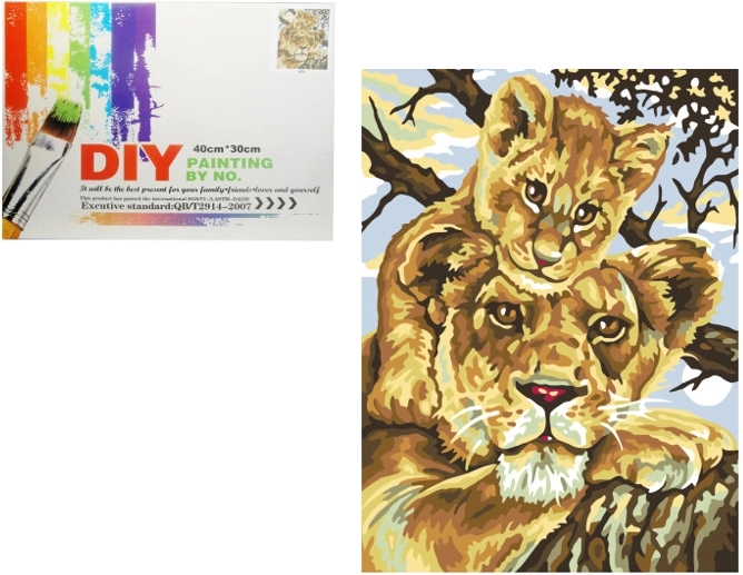 Pictură după numere – leoaică cu pui