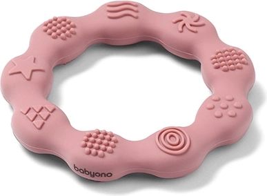 BabyOno inel de dentiție din silicon – roz