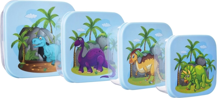 Cutii pentru gustări pentru copii cu dinozaur, 4 buc.