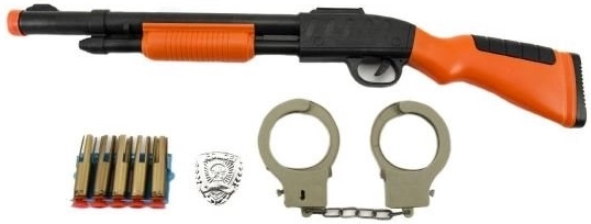 Set de jucărie polițist cu pușcă, gloanțe și cătușe