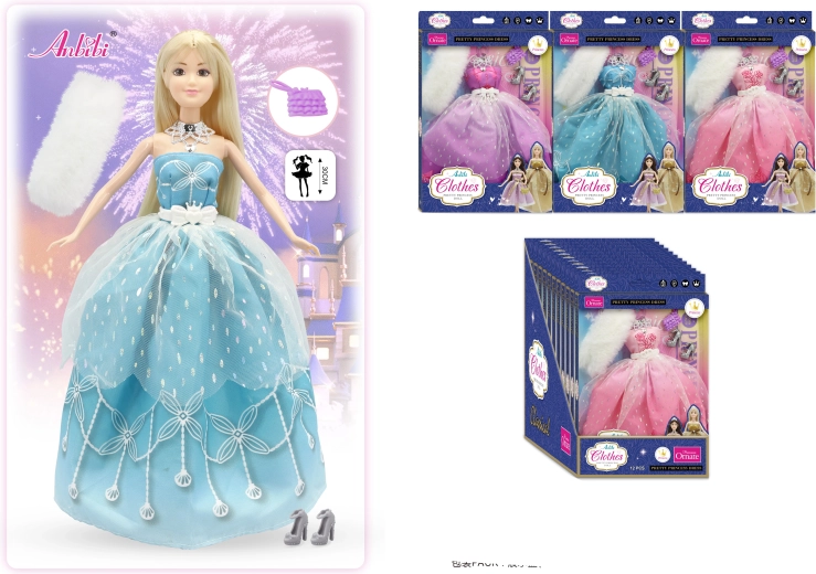 Rochie clasică de prințesă pentru păpuși de 30 cm – mai multe variante