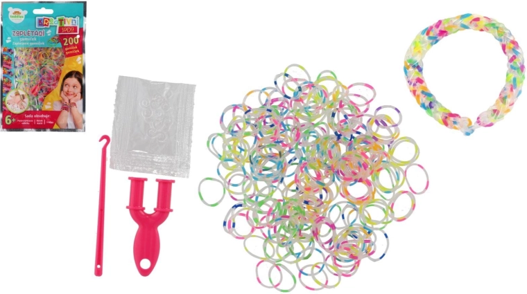 Set creativ pentru împletit elastice – 200 buc
