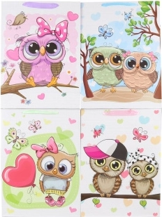 Pungă cadou cu motiv bufnițe 31 × 42 × 12 cm