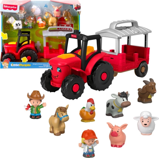 Fisher-Price Little People tractor îngrijirea animalelor – set interactiv cu figurine