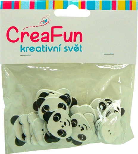 Nasturi din lemn cu panda, mix de culori, 20 buc (23 × 20 mm)