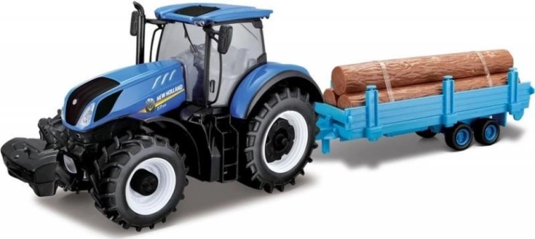 Tractor New Holland T7.315 cu remorcă lungă pentru lemn 1:32