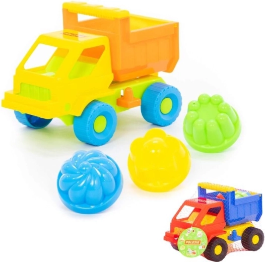 Set de nisip cu mașinuța Kazimír și forme (3 buc.)