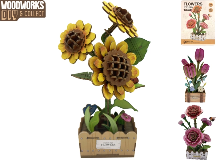 Set de construcție din lemn cu motiv de floare Woodworks