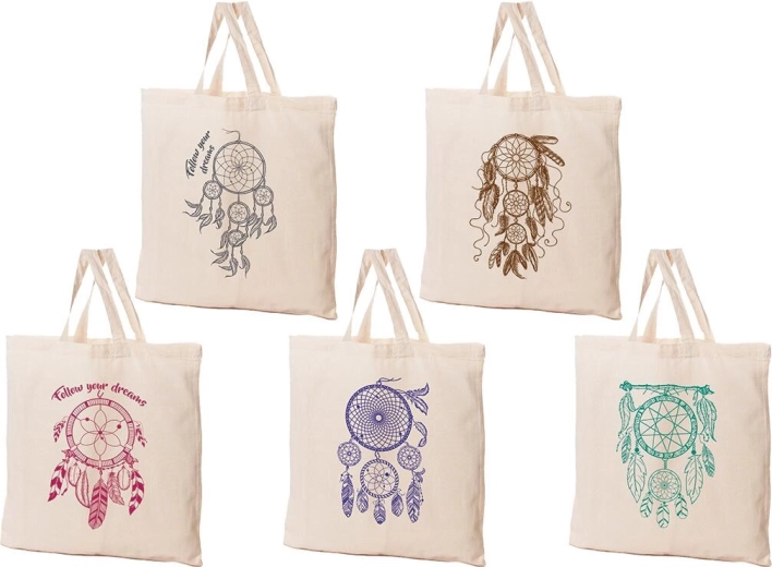 Geantă de cumpărături din bumbac Dreamcatcher 42 × 42 cm, crem