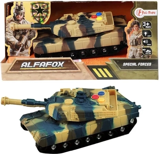 Toi Toys Alfafox tanc militar cu propulsie prin fricțiune 17 cm cu sunet și lumină - 1 bucată