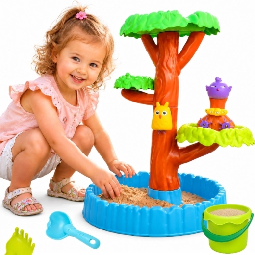 Masă de apă și ladă cu nisip WOOPIE Happy Tree 2 în 1 cu 8 accesorii