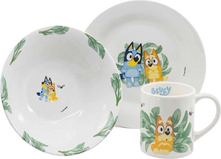 Set cadou Bluey cu farfurie, bol și cană (3 piese)