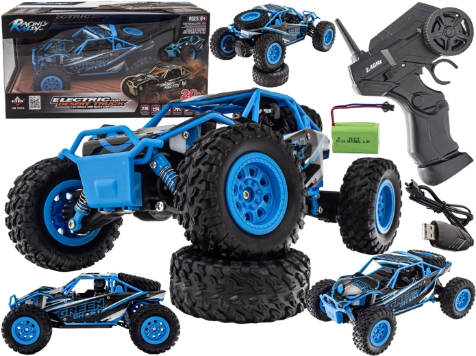 Camion desert controlat prin radio RC 4WD 2,4 GHz 1:24 albastru - 1 bucată