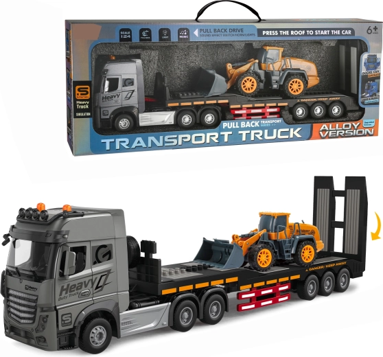Camion metalic pentru transportul mașinilor cu încărcător 1:24