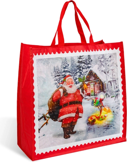 Sac cadou de Crăciun Moș Nicolae roșu 45 × 44 × 19 cm
