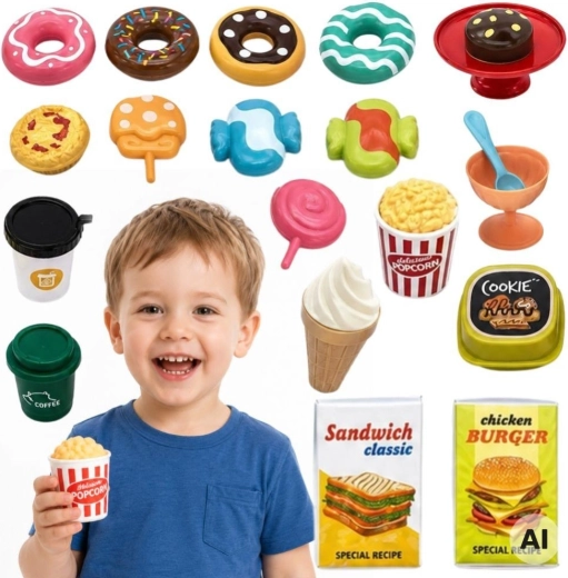 Woopie set de dulciuri și deserturi pentru cafeneaua copiilor – 30 de piese