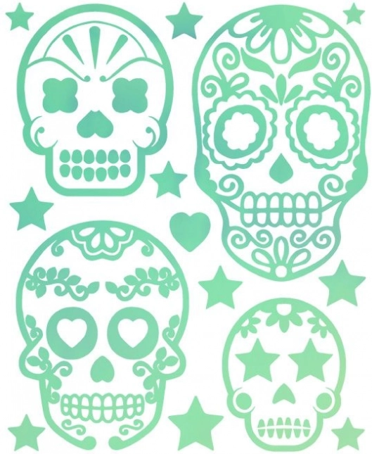 Aplicatori termici fluorescenți – coală mare cu motive de cranii