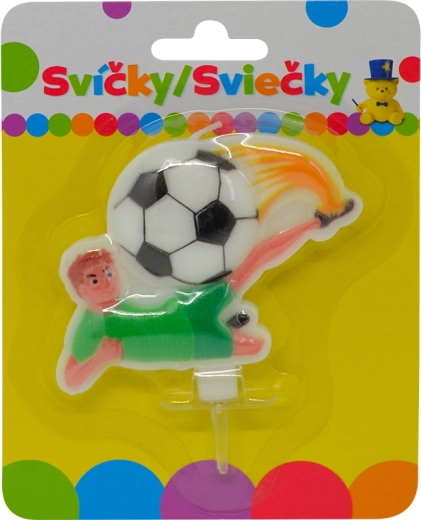 Lumânare de aniversare cu fotbalist, cu suport