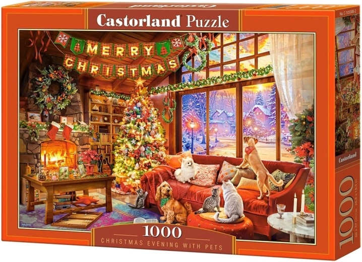 Puzzle Castorland Seară de Crăciun cu animale de companie 1000 piese