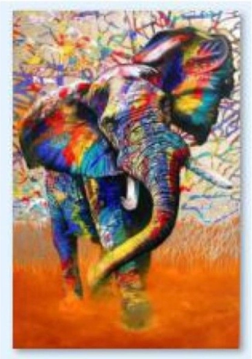 Broderie cu diamante (diamond painting) elefant în culoare 30 × 40 cm - 1 bucată