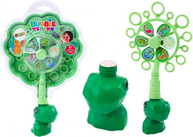 Baloane de săpun cu morișcă dinozaur, cu bol verde