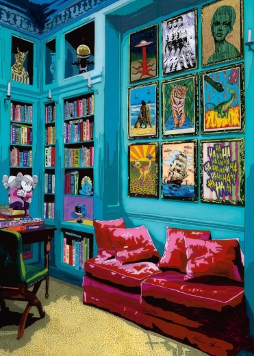 Puzzle Camera cu canapea roșie 1000 piese