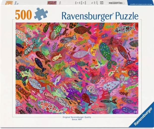 Puzzle Ravensburger pești fucsia 500 de piese
