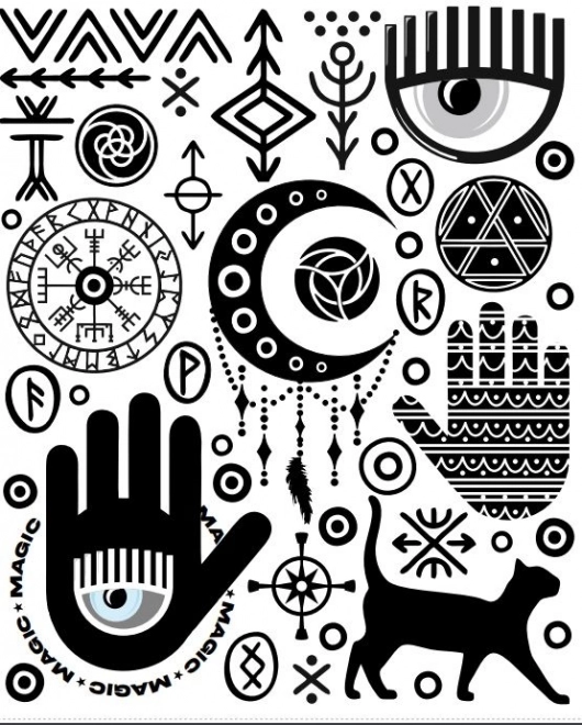 Aplicări termice – simboluri mistice, coală mare 20 × 30 cm