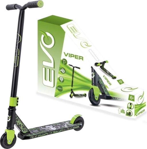 EVO Viper trotinetă pentru copii de oraș, negru‑verde, 6+