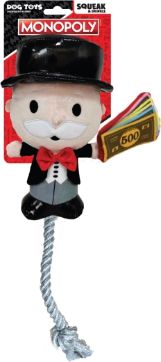 Jucărie de tras din pluș pentru câini MONOPOLY Mr. Monopoly cu frânghie 20 cm