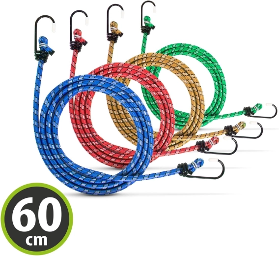 Set de corzi elastice de fixare tip păianjen, 60 cm, 4 bucăți