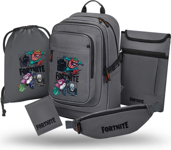 Baagl set școlar 5 piese Cubic Fortnite Squad (rucsac, săculeț, borsetă, husă pentru laptop, portofel) GRS