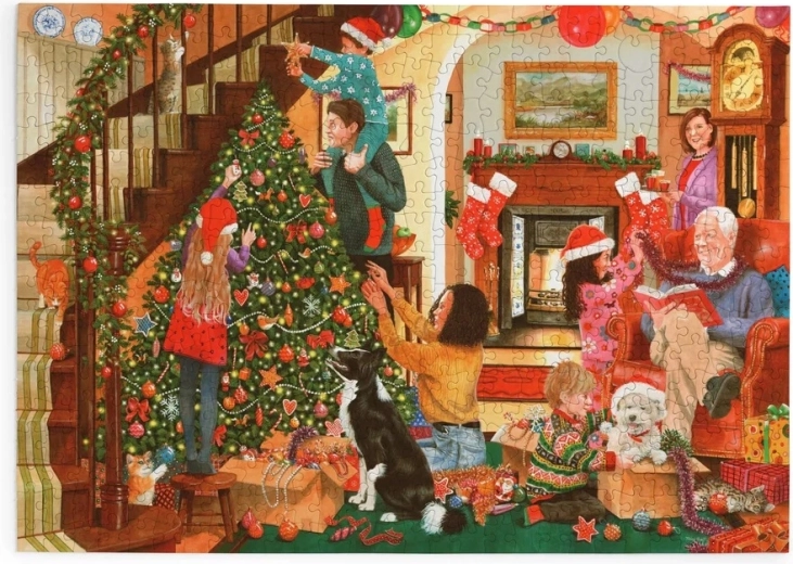 Puzzle Decorarea bradului de Crăciun cu 500 de piese mari