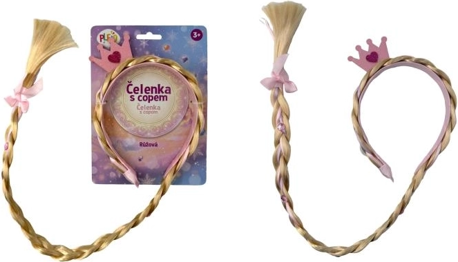 Plejo bandă de păr cu împletitură roz