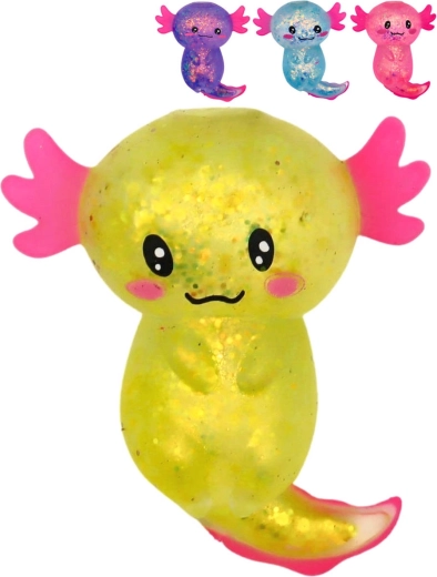 Axolotl s sclipici, jucărie antistres de strâns - 1 bucată