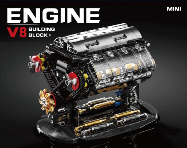 Set de construcție pentru motor V8, 502 piese