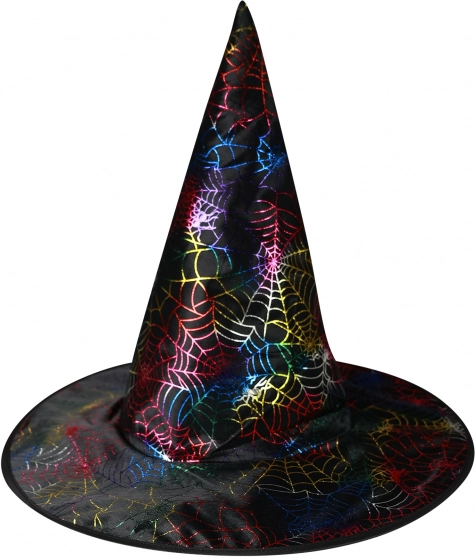Pălărie de vrăjitoare cu imprimeu de pânză de păianjen pentru adulți
