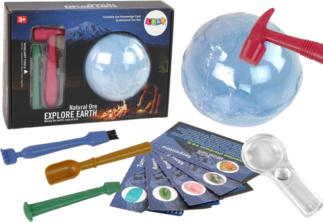 set arheologic de săpături cu minerale și carduri educative