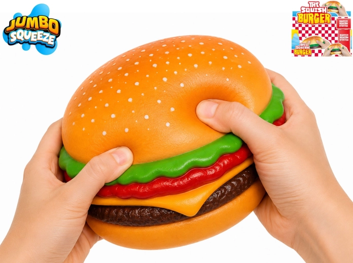 Hamburger jumbo stretch antistres, jucărie de strâns, 12 × 12 × 5,5 cm