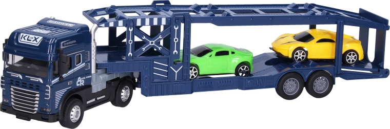 Camion metalic cu mașinuțe, cu mecanism inerțial, lumini și sunete
