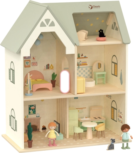 Căsuță din lemn pentru păpuși Cozy Cottage cu mobilier